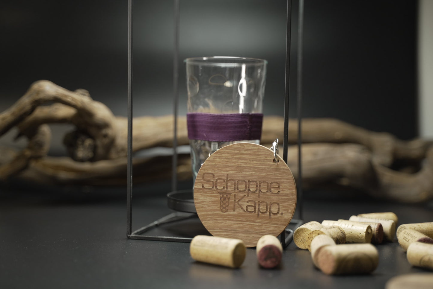 SchoppeKapp Akazie mit Lila Schlupp | Deckel Dubbeglas 0,5l