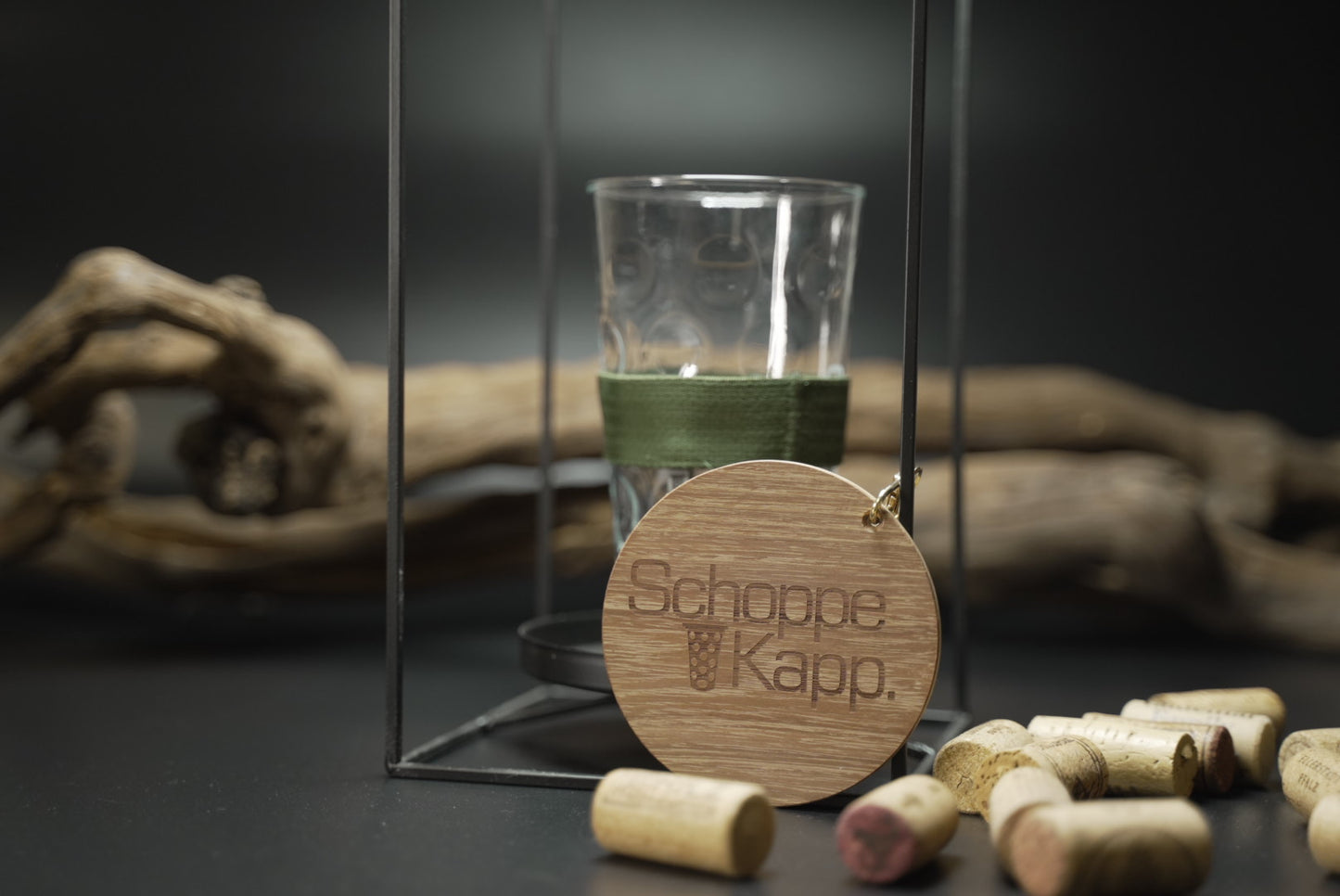 SchoppeKapp Akazie mit Olivegrün Schlupp | Deckel Dubbeglas 0,5l